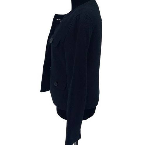 Talbots  Womens Blazer Jacket Button Pocket Long Sleeve Lined Black Petite Small