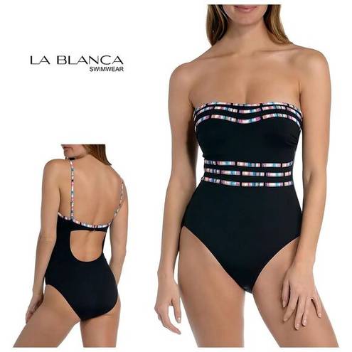 La Blanca New.  black bandeau swimsuit. Size 8. Retails $149