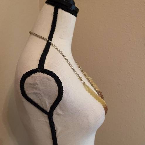 Coldwater Creek Signed  Long Yellow Bead Costume Necklace Adjustable Length