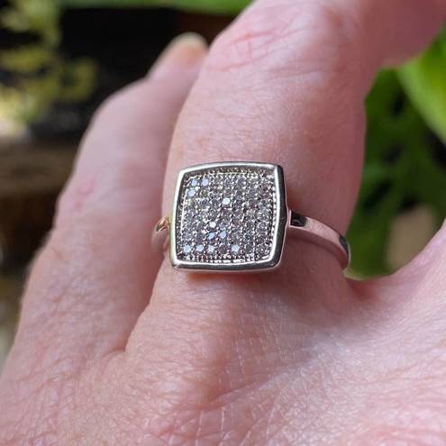 Rhodium Brass Ring with AAA Grade Clear CZ Size 7