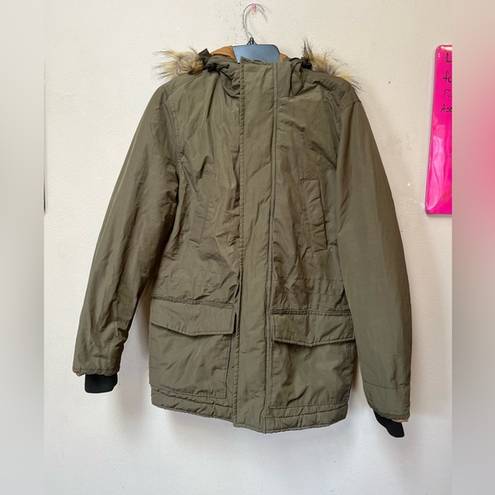 Aeropostale  Olive Green Faux Fur Hooded Parka Coat XS