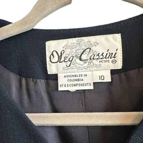 Oleg Cassini  Petite Women’s 10 Navy Long Sleeve Top and Skirt Suit Set