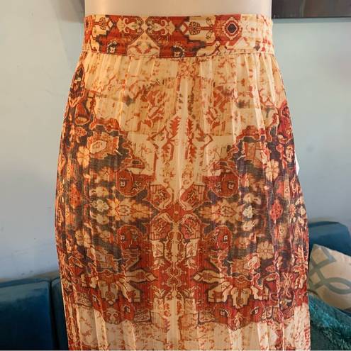 Anthropologie Akemi + Kin  Laurel Canyon Boho Pleated Midi Skirt Size XL $118