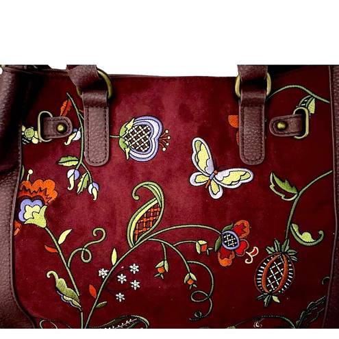 Bueno  Butterfly Field Burgundy Tote Bag NEW