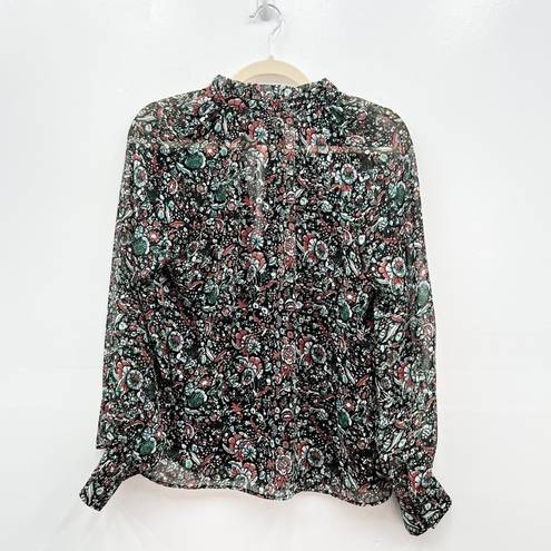 Rebecca Minkoff  Tied Neck Floral Chiffon Peasant Blouse size small