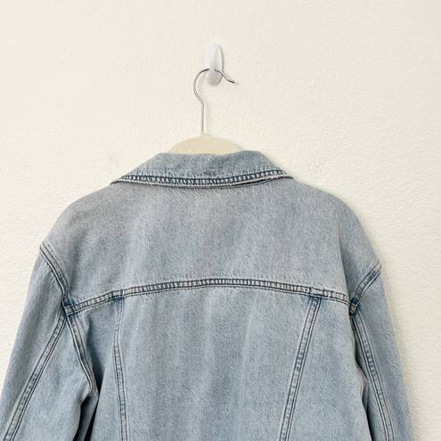 Good American [] Light Wash Studded Distressed Oversized Denim Jacket Sz Large L