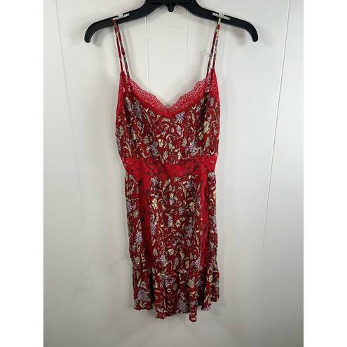 Free People NWT  NWT Last Night Mini Nightgown Slipdress in Cherry Combo size SML