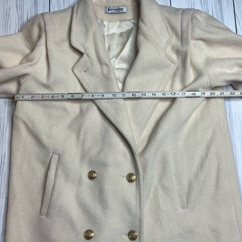 70s Vintage Ivory Wool Forecaster Coat military naval style double breasted Med