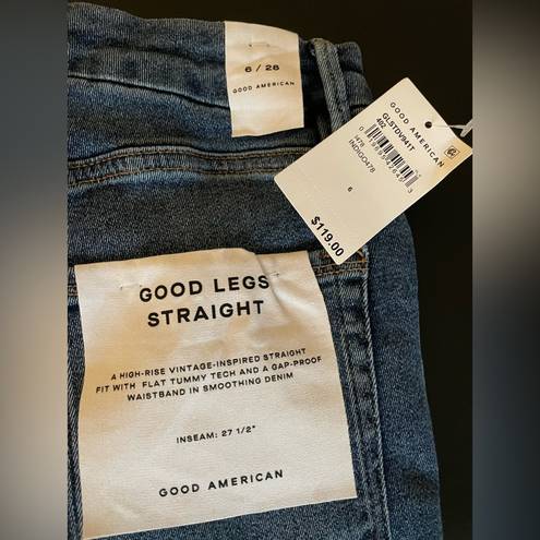 Good American NWT  Good Legs Straight Jeans Blue Indigo478 Color High Rise Size 6