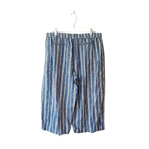 Beach Lunch Lounge Margot Linen Blue Striped High Rise Crop Pants