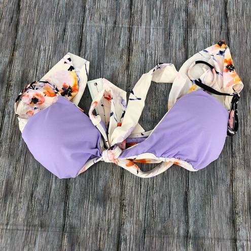 The Bikini Lab  Watercolor Floral Ruffle Wrap Bikini Swim Top NWT size Medium