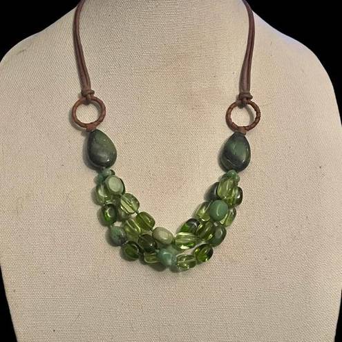 Coldwater Creek  green glass layered necklace