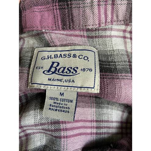 Krass&co G.H. Bass &  Womens Shirt Size M Purple Gray Black Plaid Flannel Split Back