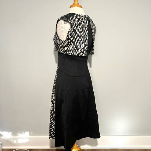 Tracy Reese  Black White Malak Houndstooth Jacquard MIDI Dress Size 6