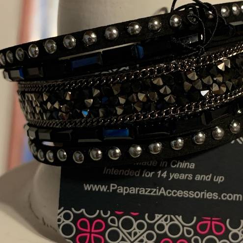 Paparazzi  Black Stud Rhinestone Rocker Bracelet