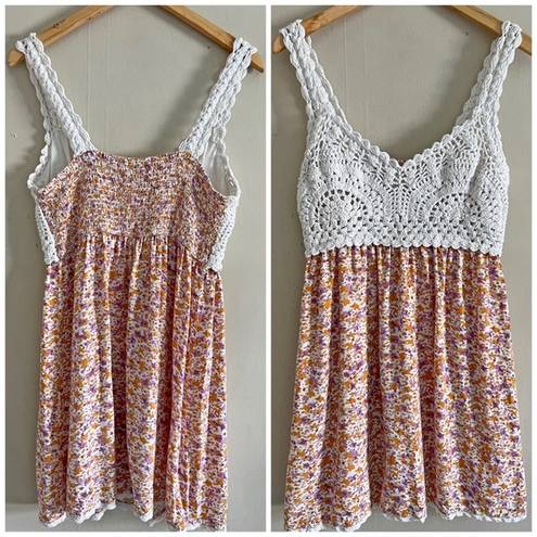 Jessica Simpson  floral crochet mini summer dress beach boho