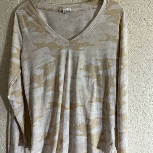 Z Supply  Tan and Beige Camo Long Sleeve Shirt - Size XS