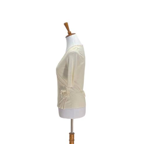 Kenneth Cole  New York Faux Wrap Sweater Cream Size S Y2K Minimalist Quiet Luxury