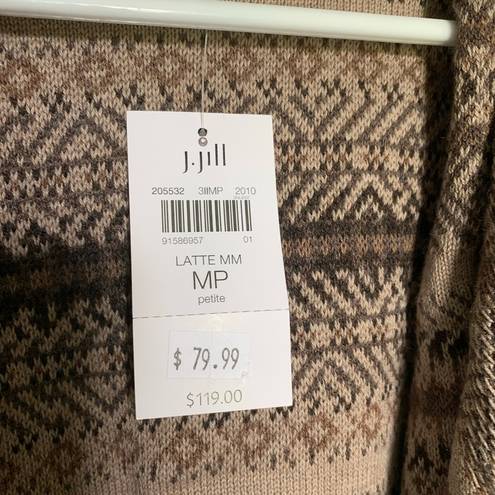 J.Jill NWT  Open Front Cardigan Tan & Brown M Petite