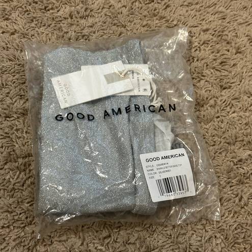 Good American  Silver Sparkle Better Band Bikini Top Size Small