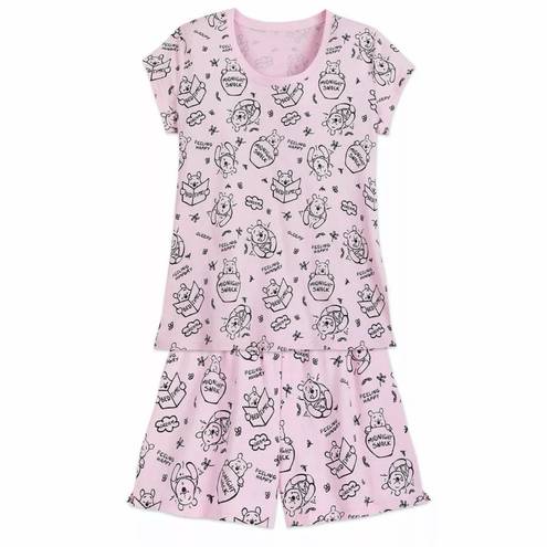 Disney  Winnie The Pooh Pajama Sleep Set Tee Shorts Pink Medium