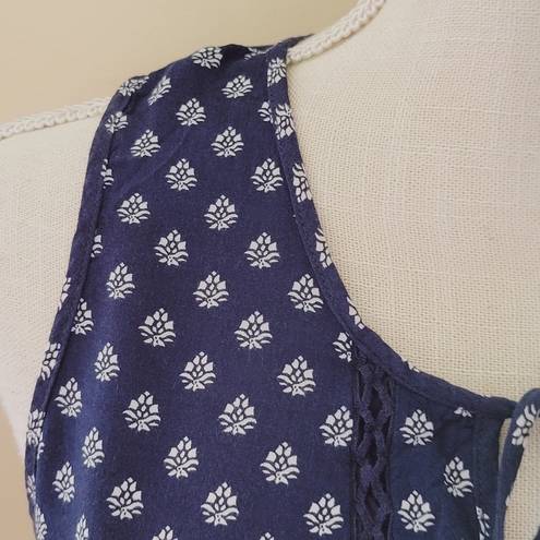 Luna  Moon navy printed blouse size large