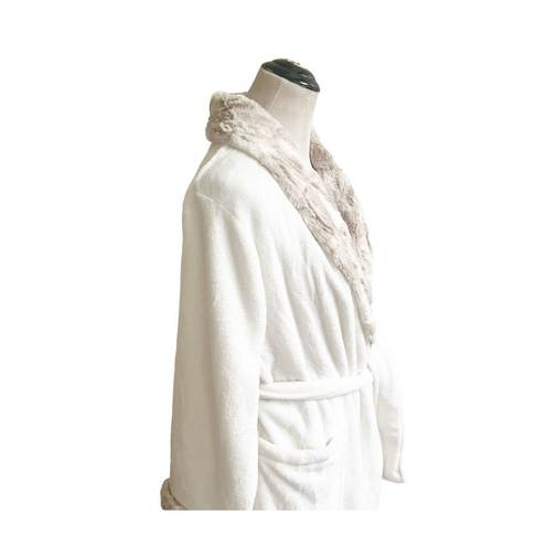 Carole Hochman  Women Robe M Ivory Faux Fur Plush Wrap with Pockets Long Sleeve