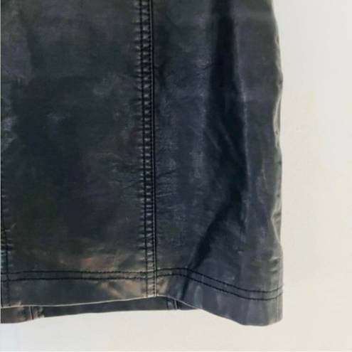 Free People Faux Leather Black Mini Skirt Neutral Holiday Party Emo Grunge