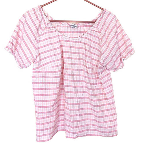 Fashion Bug  Size 18/20W Light Pink Cottage Core Plus Size Short Sleeve Blouse