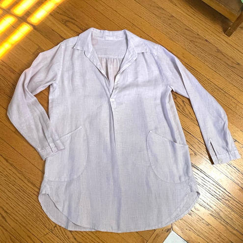 CP Shades  Teton Oversized Linen Long Sleeve Tunic Top in Lilac Size Small