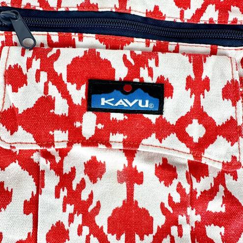 KAVU Keeper Crossbody Bag Red White Cotton Canvas