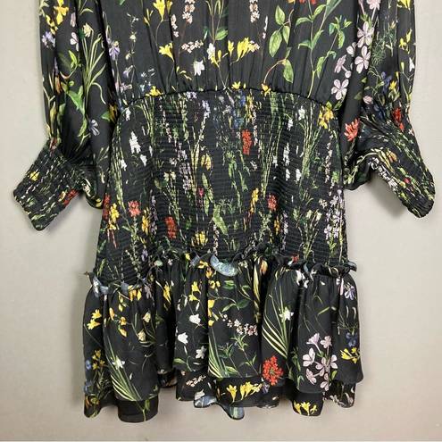 Alexis   Rianna Long Sleeve Floral Dress Black flounce botanical Medium