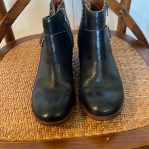 Kork-Ease  Morosita block heel full grain leather black booties size 6