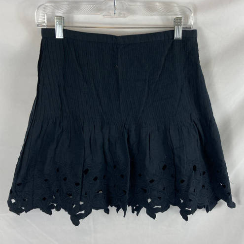 J.Crew  Eyelet Floral Pleated Mini Skirt in Black