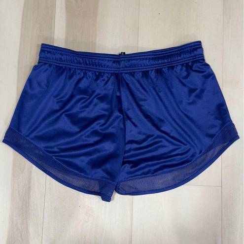 Nike  Women’s Royal Blue Running Shorts with Gold Glittery Swoosh Size L #616-10