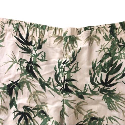 J.Jill  Barley Bamboo Linen Boho Wide Leg Culotte  Crop Pants Size L  Palm Print