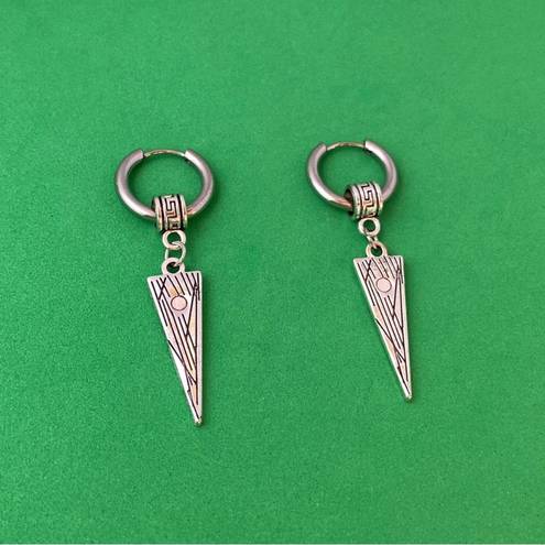 925 Silver Plated Geometric Triangle Dangle Drop Earrings for Men Women