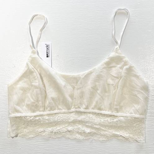 LA Made New  Criss Cross Strap Open Back Lace Bralette Ivory