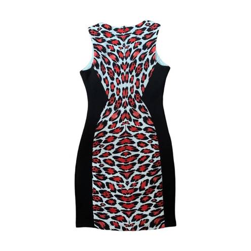 Bisou Bisou  bodycon black red leopard dress womens size 4