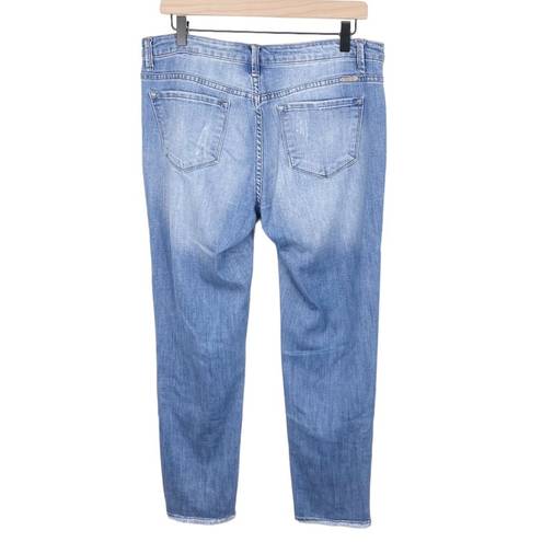 Kancan KC11046 Mid Rise Torn Straight Cropped Leg Stretch Denim Blue Jeans 28
