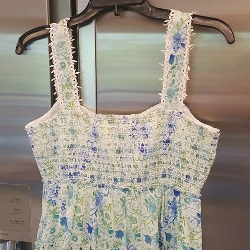 Rococo 💕 SAND💕 Elan Maxi Dress ~ Green Blue Floral Print 100% Cotton  Small NWT