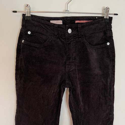 Pilcro The Yaya Mid Rise Corduroy Stretch Cropped Flare Jeans Dark Mink Brown