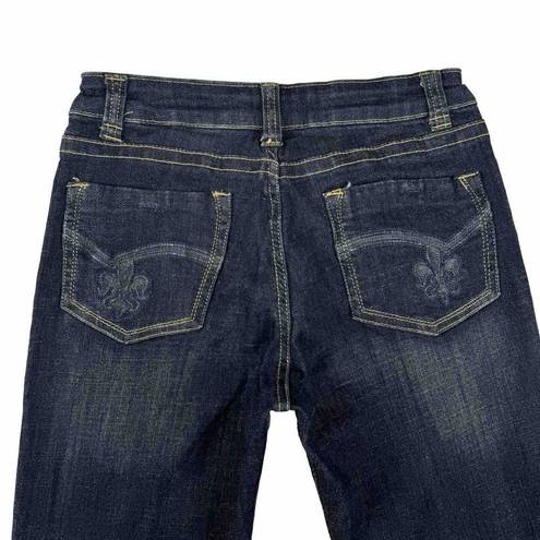 Lee  Slender Secret Lower On The Waist Jeans 10 Short Blue Dark Wash Distressed