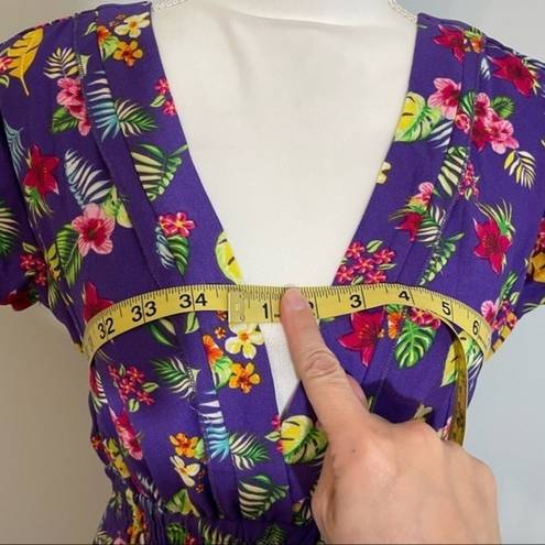 Romeo + Juliet Couture NWT Purple Pink Multi Tropical Floral Maxi Dress Banana Leaves Hibiscus New