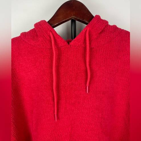 Oak + Fort  Red Cropped Knit Pullover Hoodie Sweater