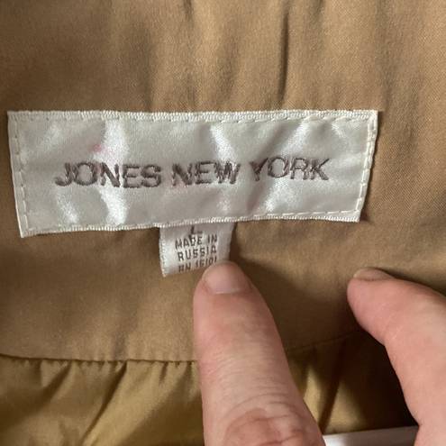 Jones New York winter coat Made in Russia removable raccoon fur large tan