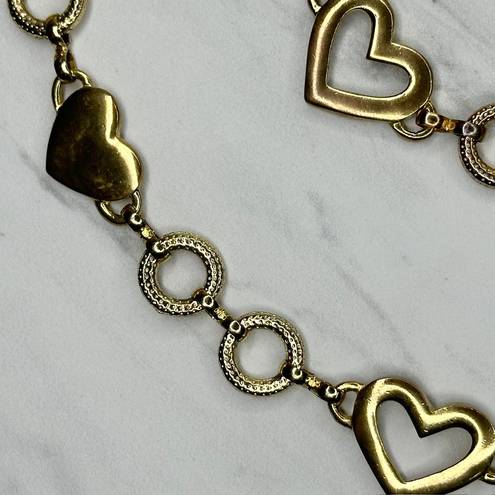 Vintage Heart Toggle Gold Tone Metal Chain Link Belt OS One Size