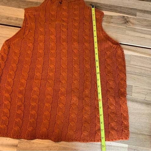 Karen Scott  Rust Orange Cable Knit Sleeveless Turtleneck Sweater Vest