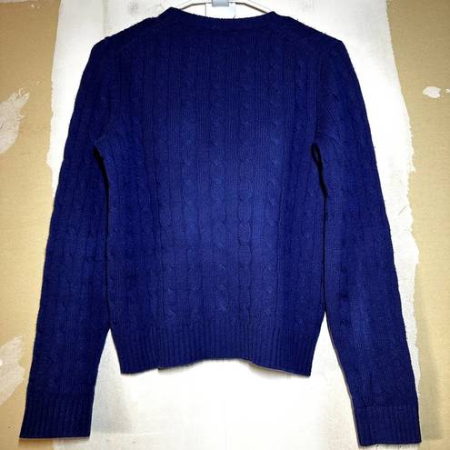 Brooks Brothers  100% Italian Cashmere Sweater Cable Knit Crew Neck Blue S