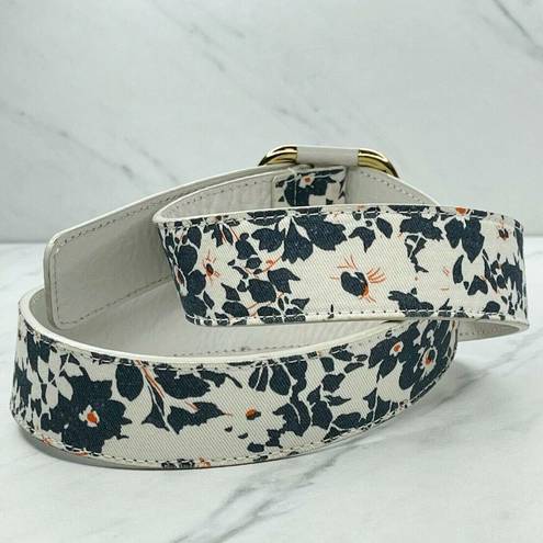 White and Floral Reversible Belt Size XS